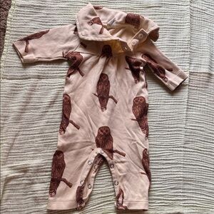 Kate Quinn Cream and Brown Owl Print Romper